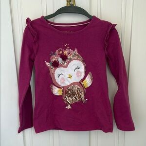 Cynthia Rowley Pink Long Sleeve Tee with Floral Owl